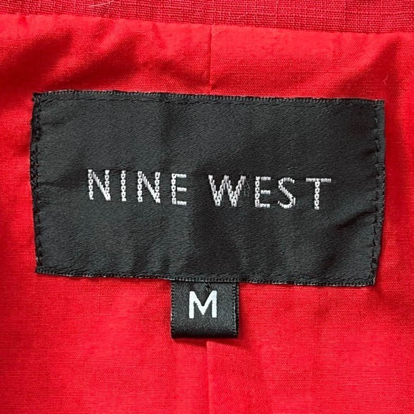 Nine West Red Cropped Pea Coat Jacket Button Up‎ Fitted Casual Medium - Picture 7 of 8
